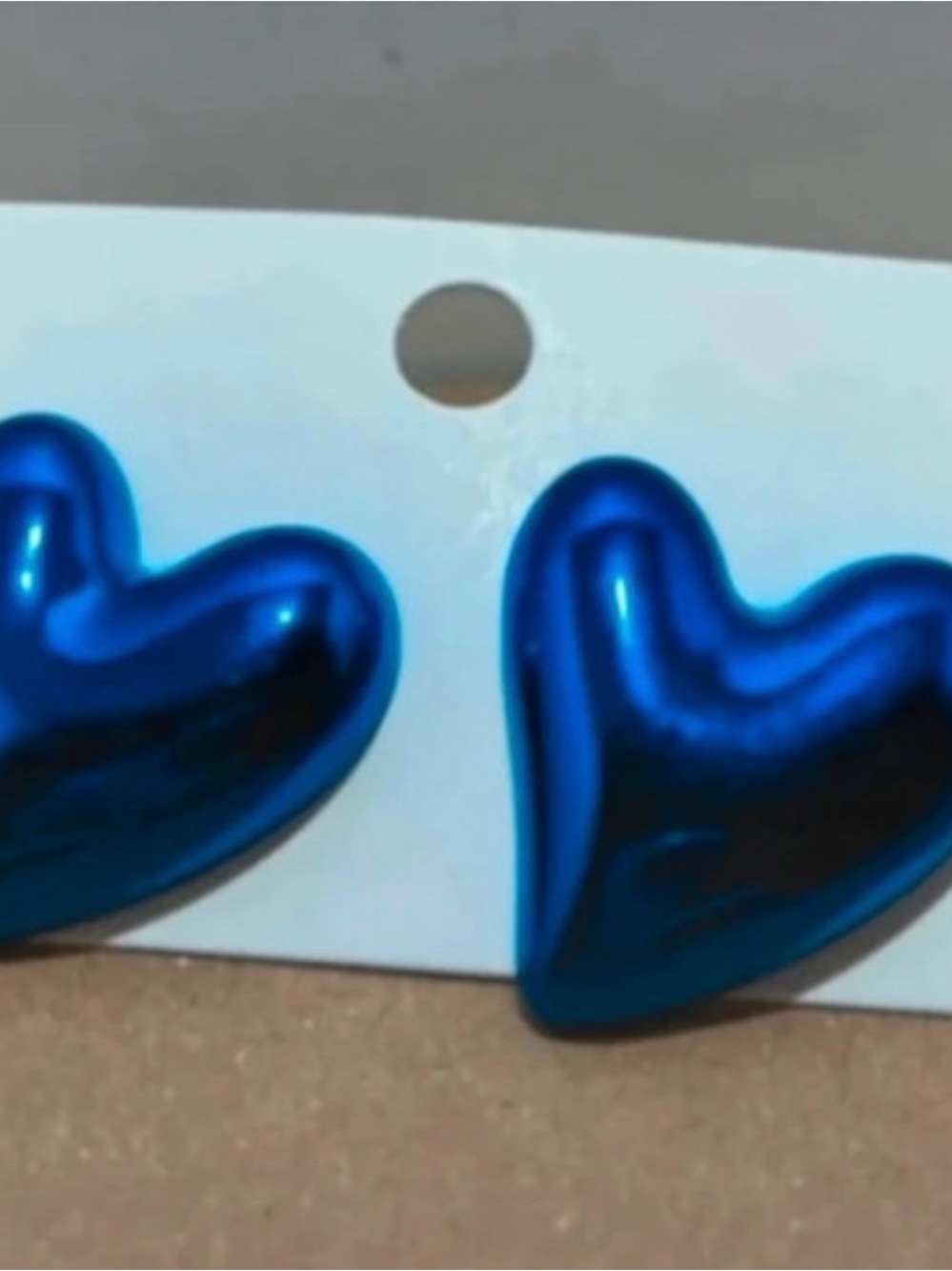 Blue Heart Stud Earrings - Shiny Blue Heart Posts